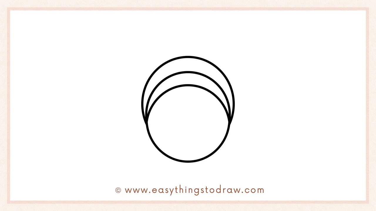 Step 3 of sketching a valentines day kiss for beginners – Another curved band is added above the first to create a layered hair detail.
