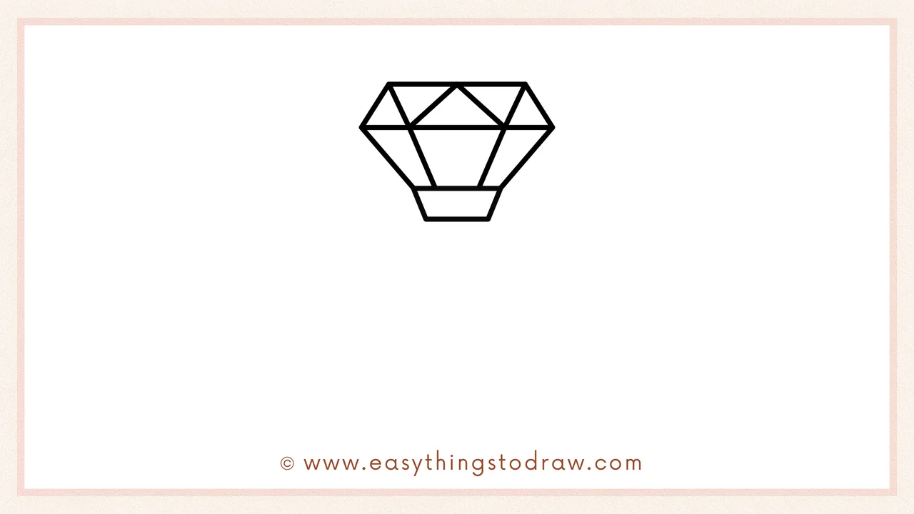 Step 4 of a step-by-step Valentine's Day Ring sketch – Two more vertical lines are drawn to create a balanced, cut diamond look.