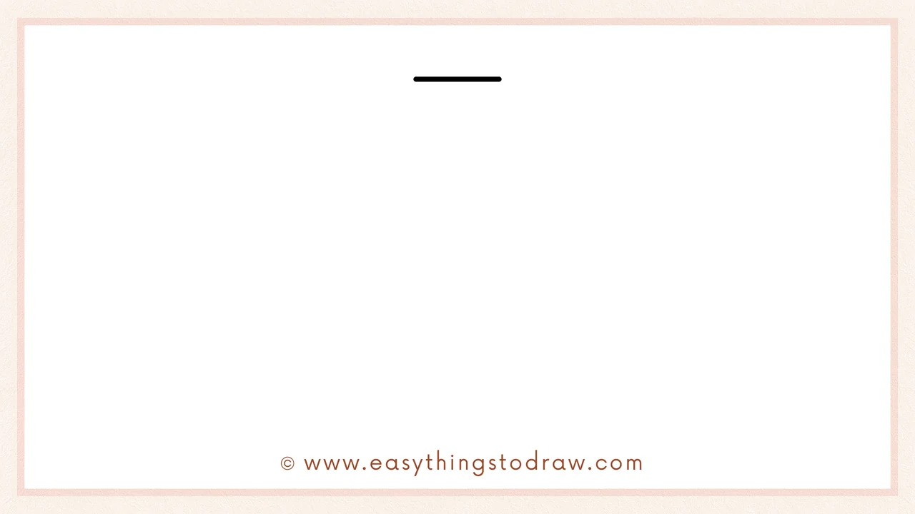 Step 1 of how to draw a valentines day vase – Sketching a short horizontal line for the top opening of the vase.