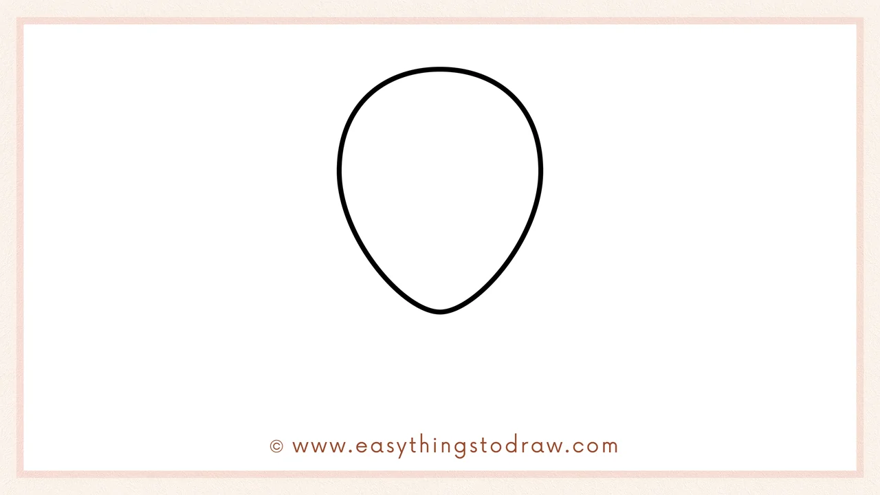 Step 2 of drawing a balloon – Completing the upside-down teardrop shape by adding the right side.