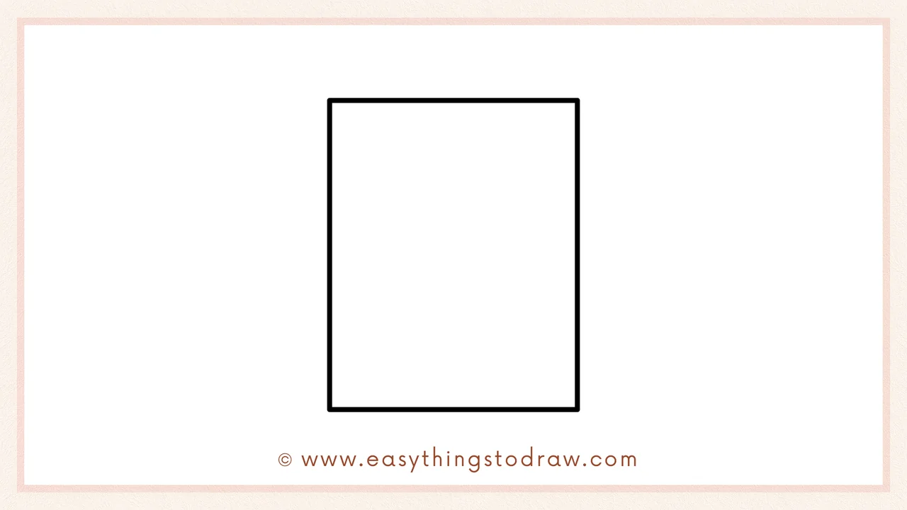 Step 2 of drawing a love letter – Connecting the lines to form a complete rectangle, which serves as the main body of the letter.