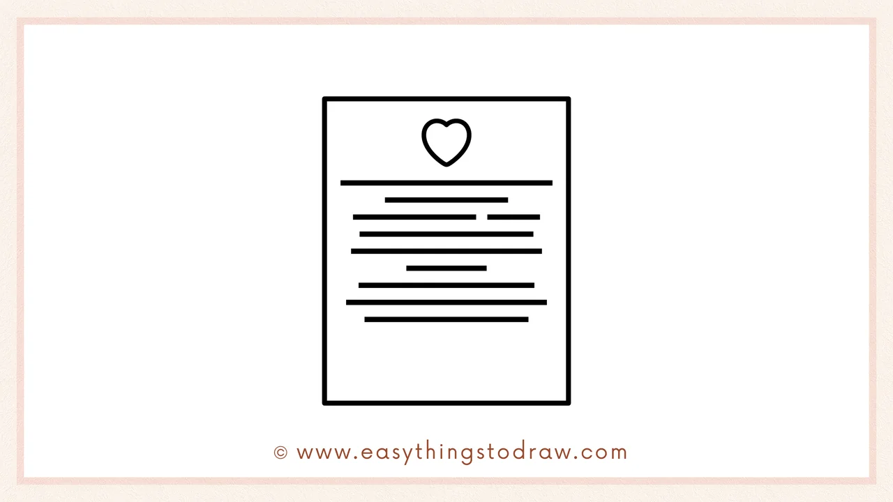 Step 5 of easy love letter drawing steps – Adding more horizontal lines of varying lengths to fill out the body of the letter.