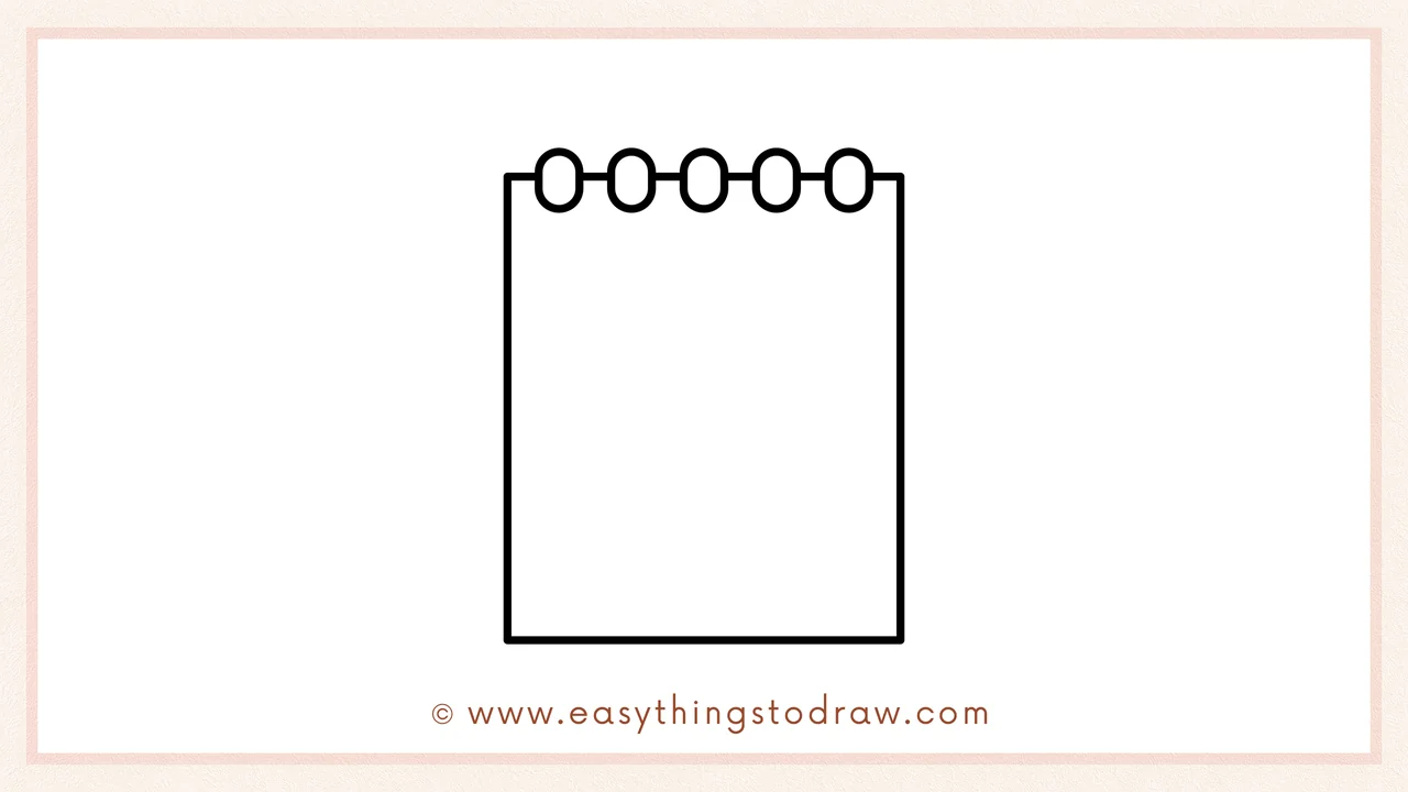 Step 2 of drawing a st patricks day calendar – Adding a large rectangle below the spiral rings to form the main body of the calendar page.