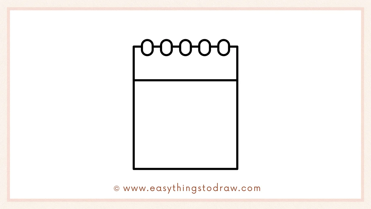 Step 3 of sketching a st patricks day calendar for beginners – Drawing a horizontal line across the top third of the rectangle to create the header.