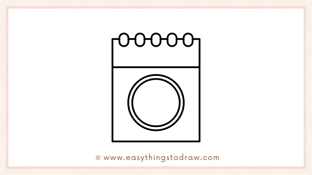 Step 4 of a step-by-step st patricks day calendar sketch – Drawing a large circle in the bottom section of the calendar to frame the date.