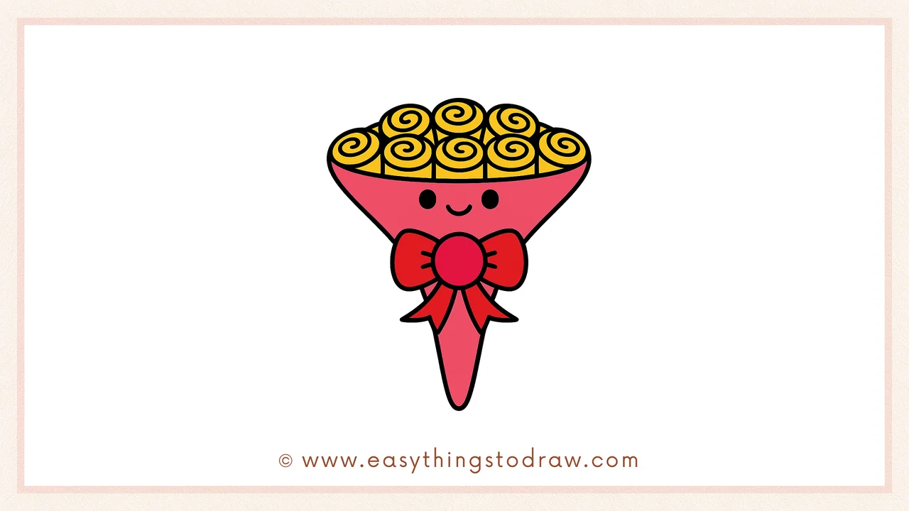 How to Draw a Valentine’s Day Bouquet Step by Step – Cute and Easy Rose Bouquet Drawing for Kids
