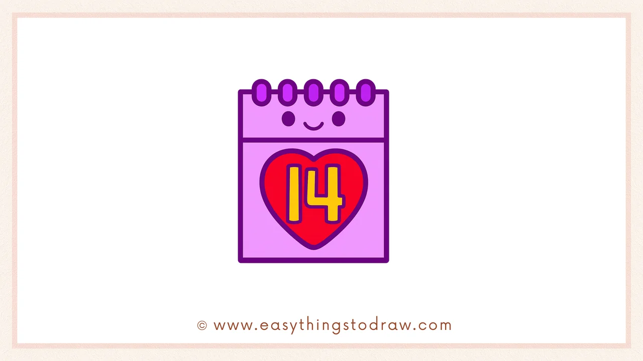 How to Draw a Valentine’s Day Calendar Step by Step – Cute February 14 Calendar Drawing for Kids