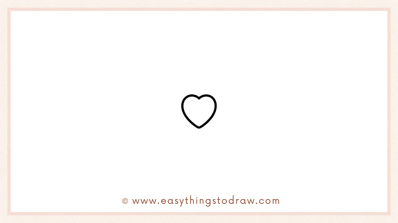 Step 1 of how to draw a Valentine's Day envelope – Sketching a small heart in the center of the paper to act as the seal.