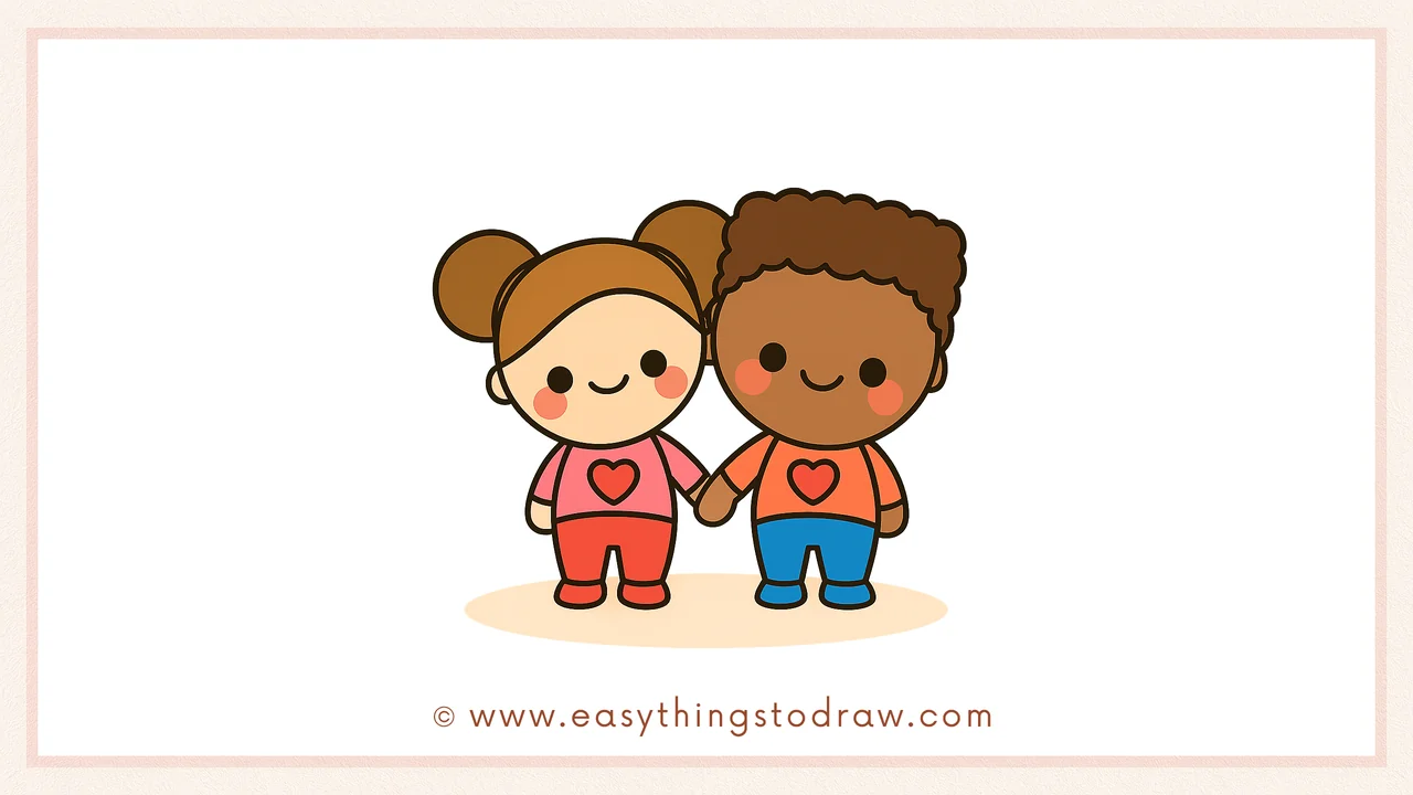 How to Draw Valentine’s Day Friends Step by Step – Cute Friends Drawing for Kids