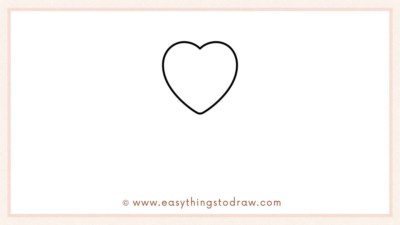 Step 1 of how to draw a valentines day lollipop – Sketching a simple heart shape in the center of the page for the main candy.