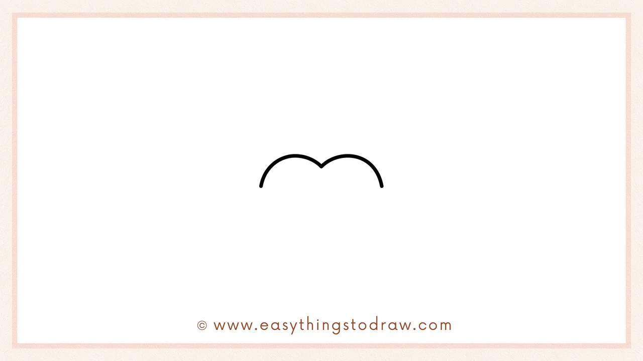 Step 1 of how to draw a Valentine's Day Teddy Bear – Sketching two small curved lines to form the top of the bear's head and shoulders.