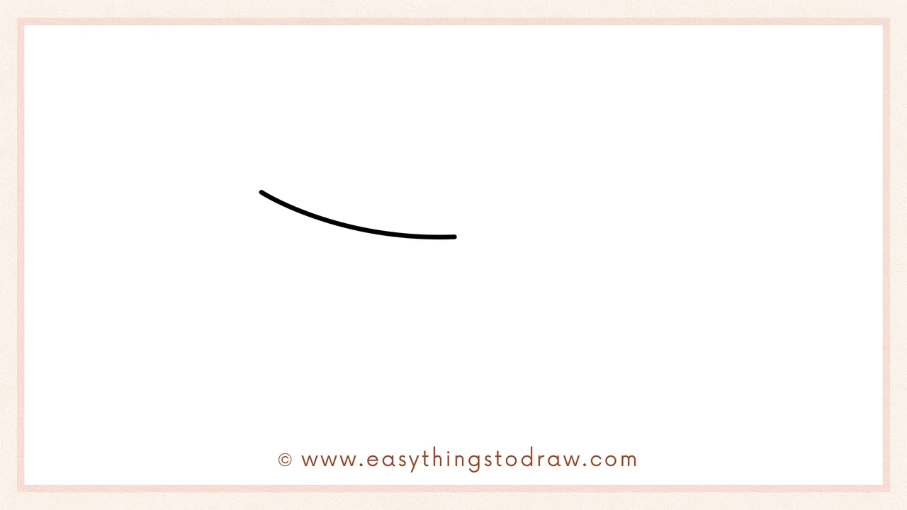 Step 1 of how to draw a bunting banner – Drawing a long, smooth curved line from left to right to create the hanging rope.