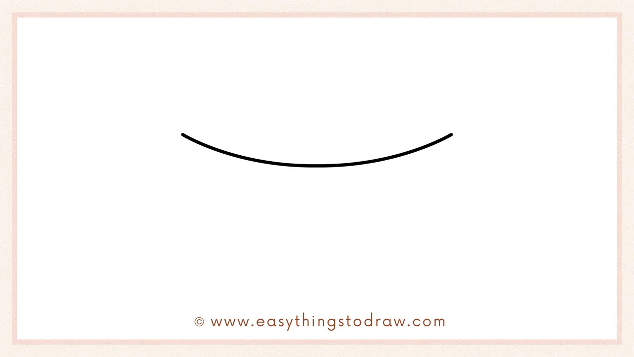 Step 2 of drawing a bunting banner – Making the curved line longer and deeper to look like a dangling string.