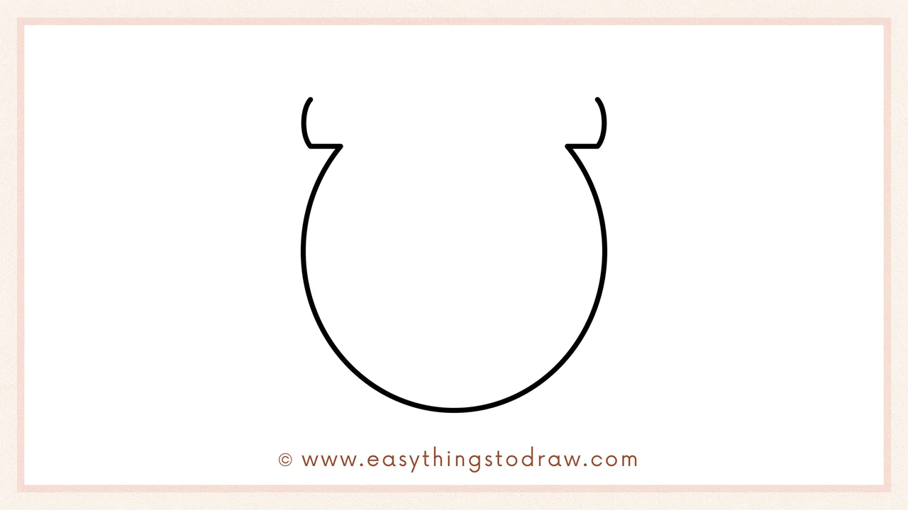 Step 2 of drawing a horseshoe – Adding a matching curve on the right to complete the basic 'U' shape outline.