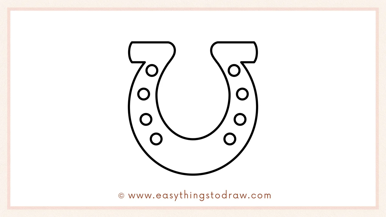 Step 5 of easy horseshoe drawing steps – Drawing three matching circles on the right side to balance the design.