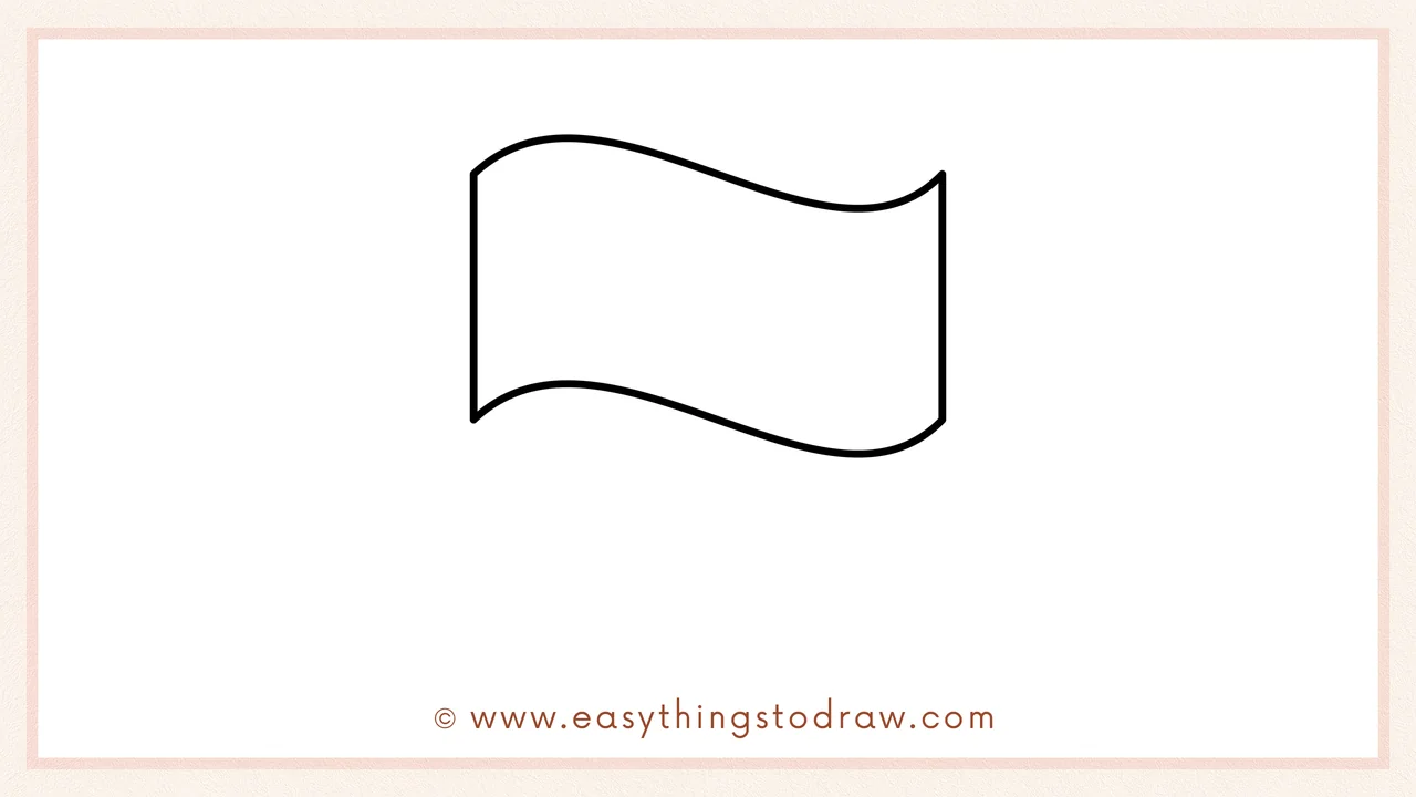 Step 2 of drawing an irish flag – Adding a second wavy line at the bottom to complete the flowing shape of the flag.