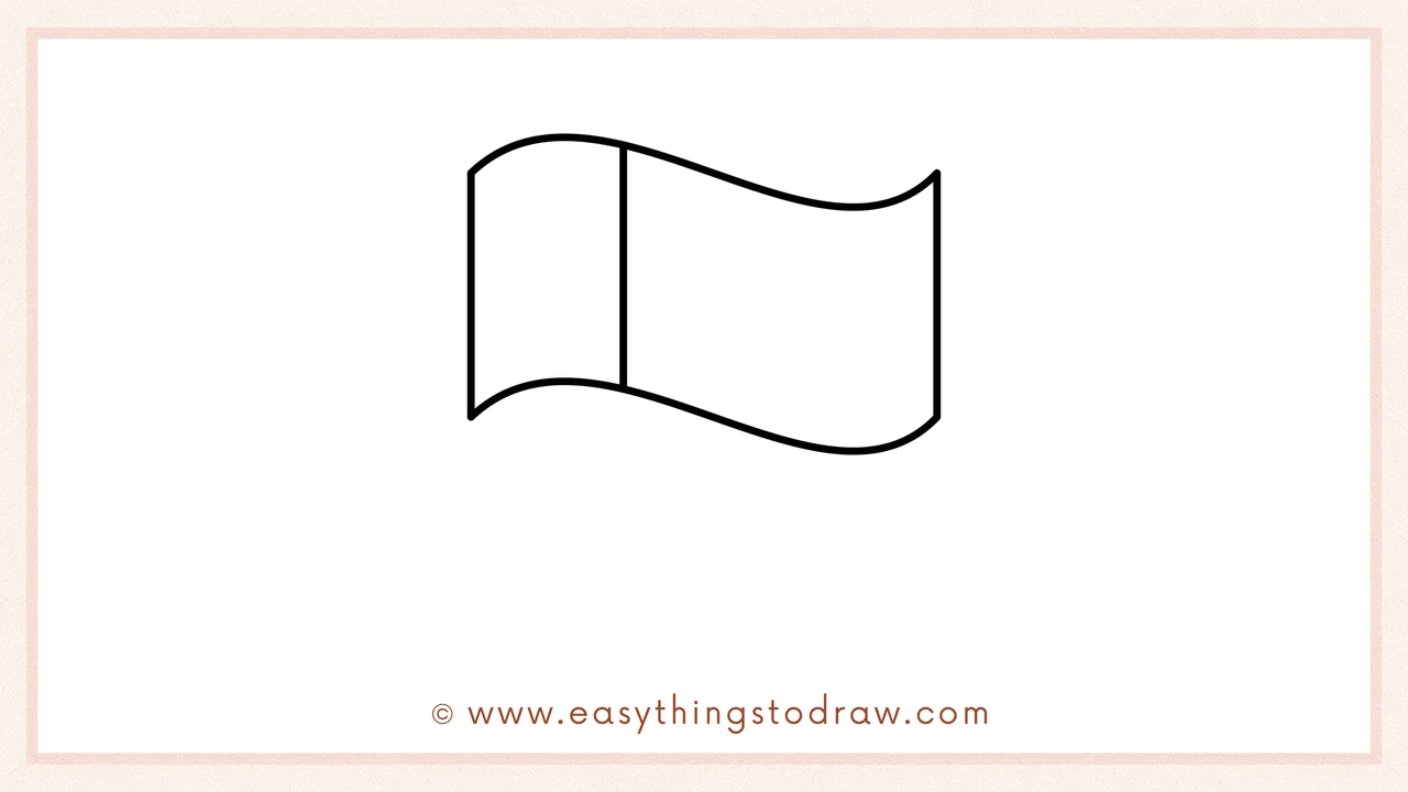Step 3 of sketching an irish flag for beginners – Drawing a curved vertical line to create the first stripe on the left side.