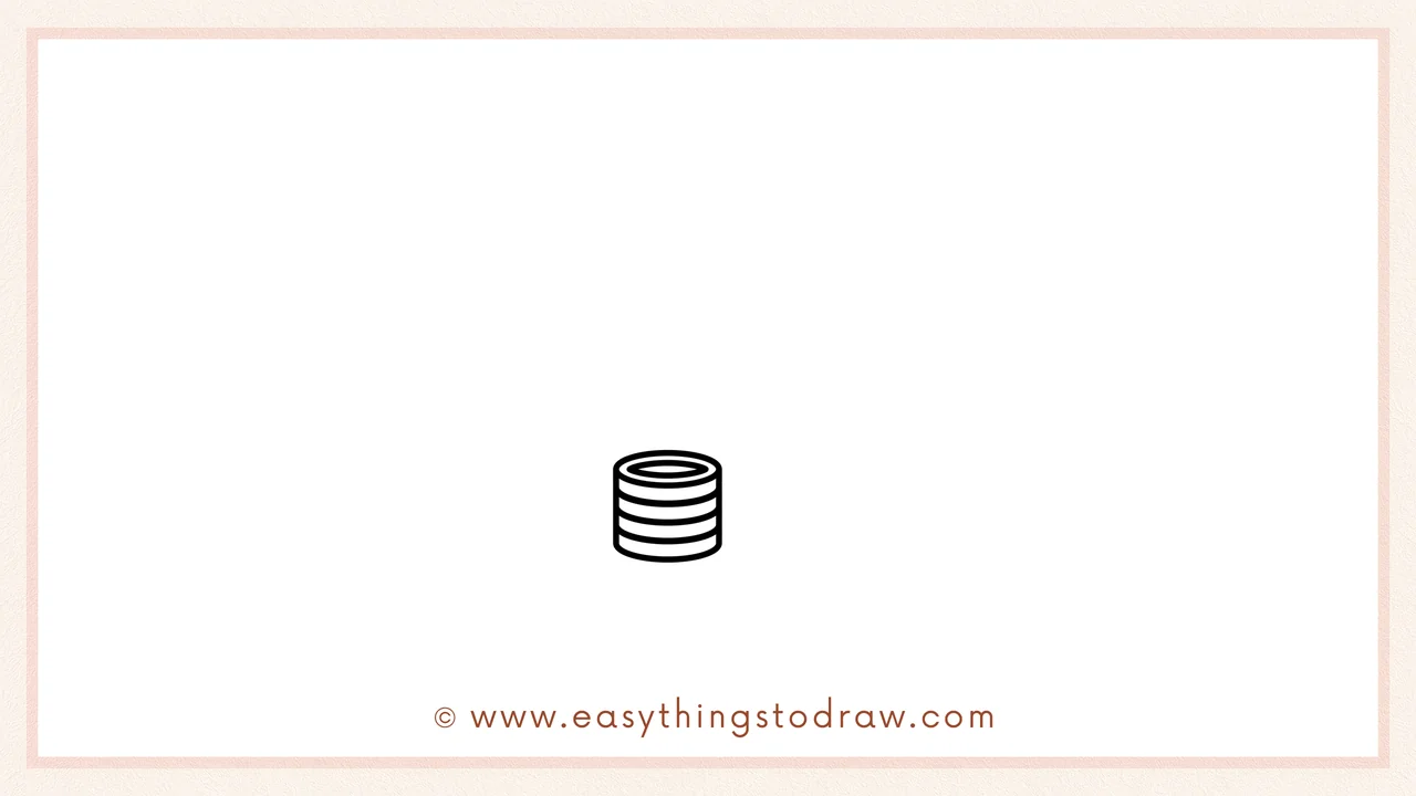 Step 1 of how to draw a leprechaun trap – Draw a small stack of horizontal ovals in the bottom center for the gold coins.