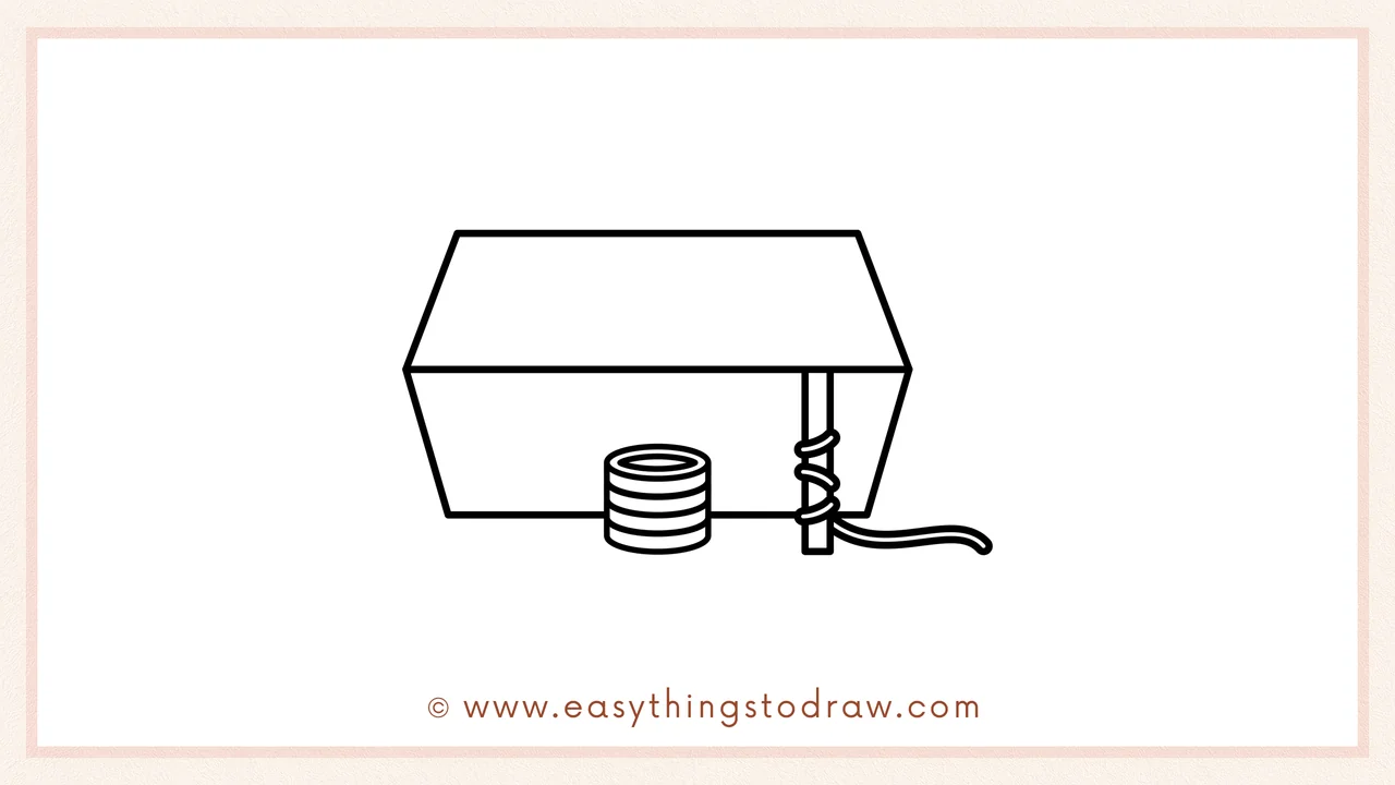 Step 5 of easy leprechaun trap drawing steps – Add the top and left side planes to give the box a 3D shape.