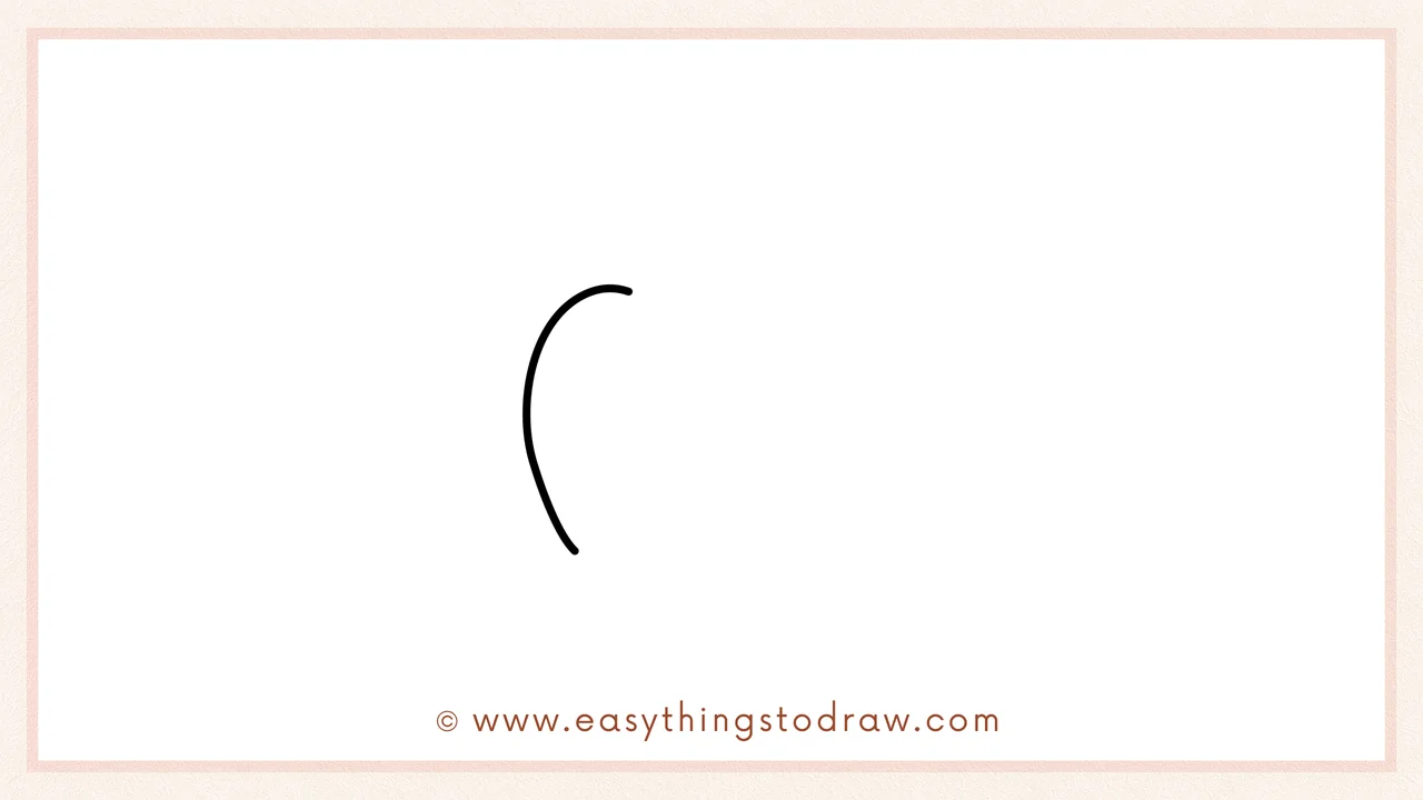 Step 1 of how to draw St. Patrick's Day footprints – Sketching a large, curved oval shape for the front of the first shoe print.
