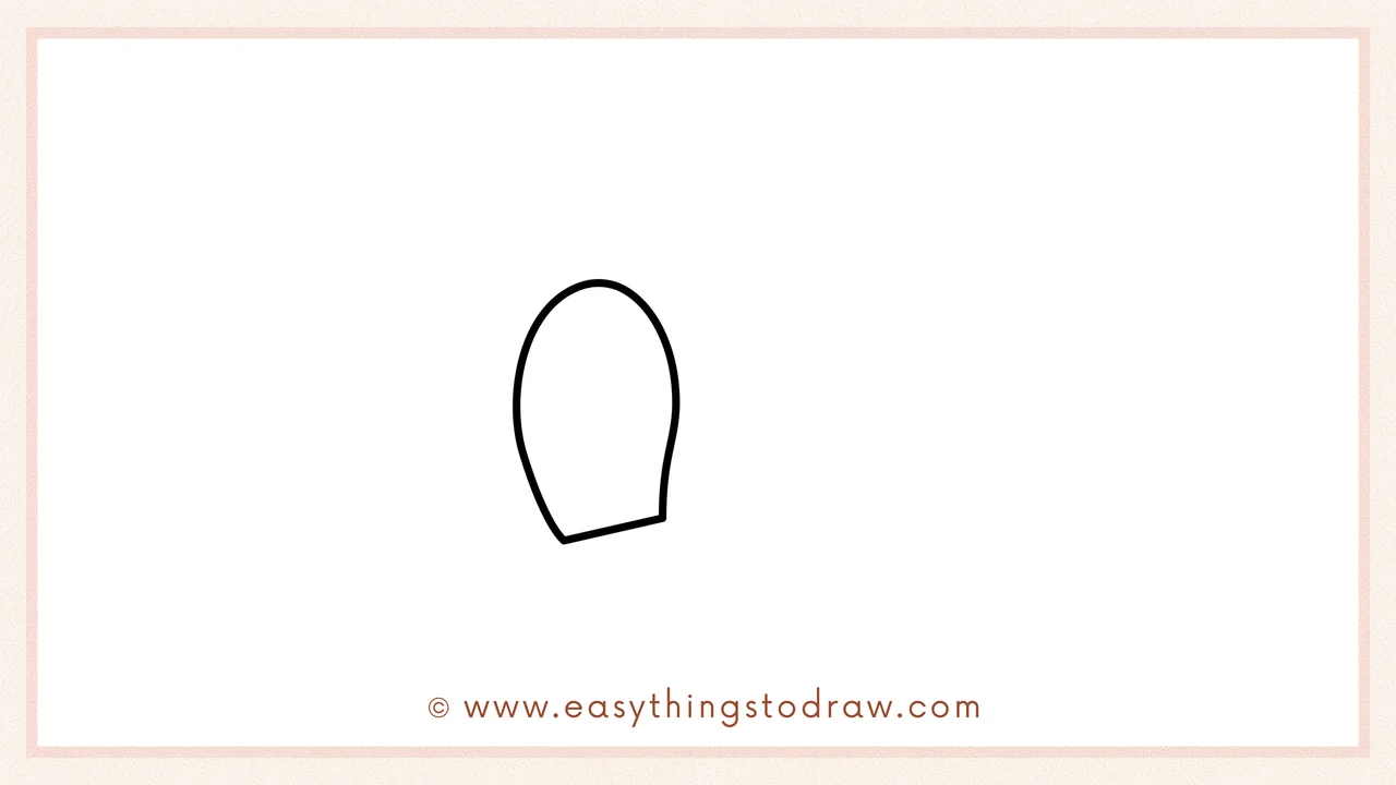 Step 2 of drawing St. Patrick's Day footprints – Closing the oval shape with a short angled line at the bottom to complete the shoe print.