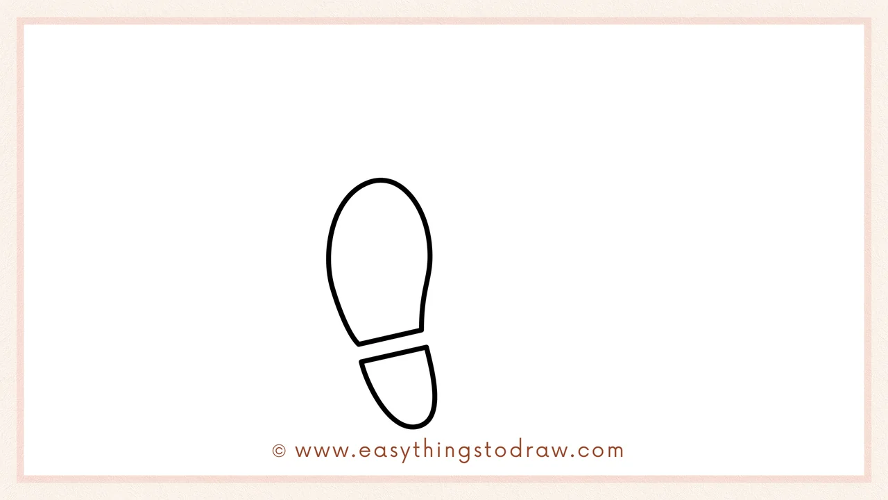 Step 3 of sketching St. Patrick's Day footprints for beginners – Adding a small curved rectangle behind the main shape for the heel.
