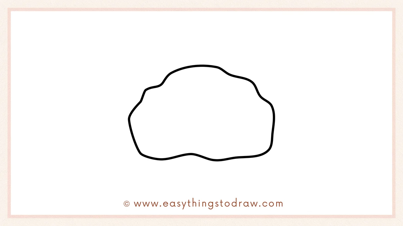 Step 3 of sketching a blarney stone for beginners – adding gentle curves to the top and bottom of the stone.