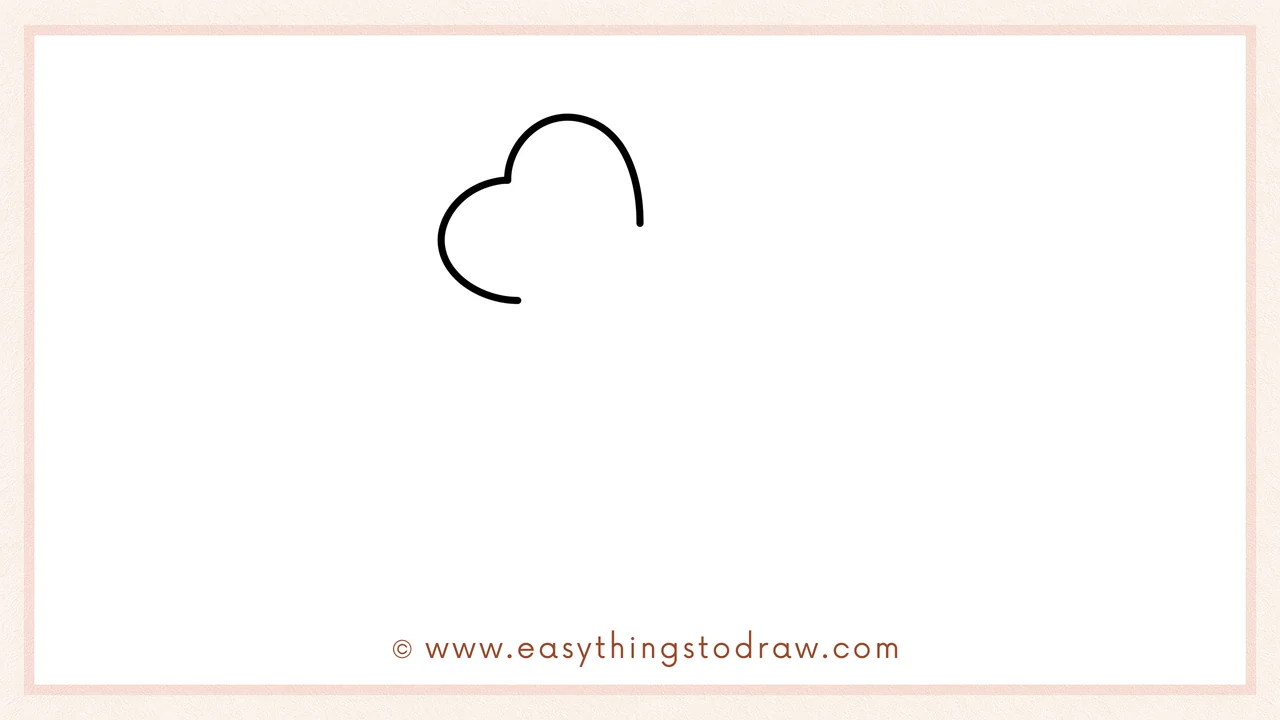 Step 1 of how to draw a four-leaf clover – A single rounded curve is drawn to form the top left part of the first leaf.