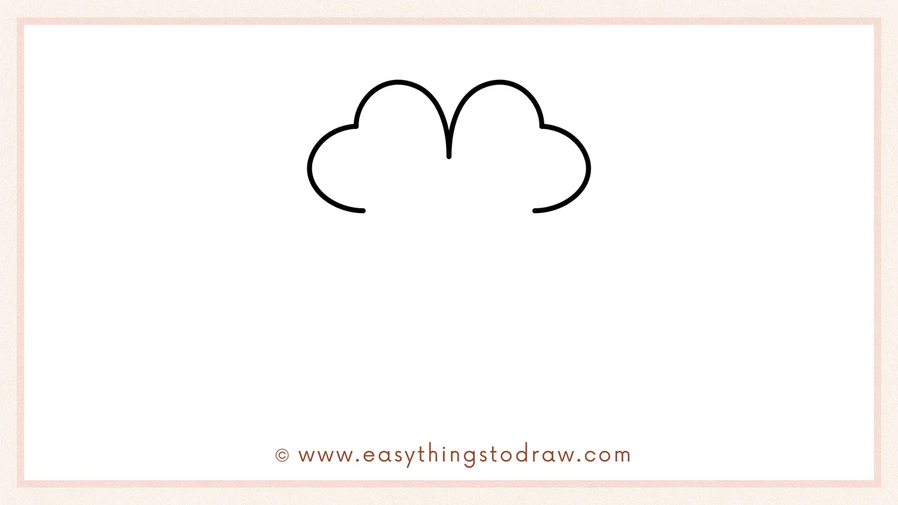 Step 2 of drawing a four-leaf clover – A second rounded curve is added next to the first one, mirroring it to create the top right leaf.