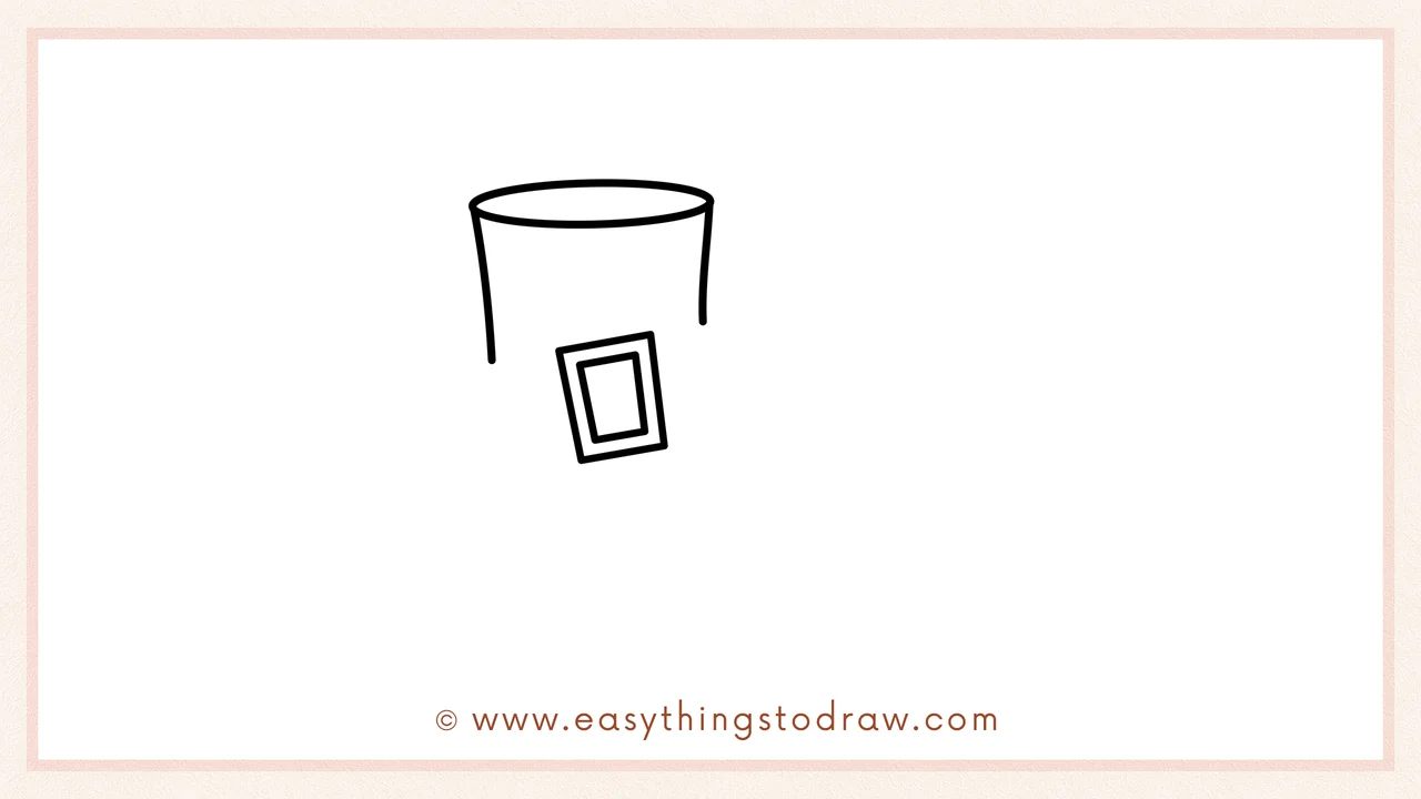 Step 2 of drawing a leprechaun boot – Adding a slanted square with a smaller square inside to create the buckle.